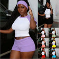 Cropped tee , headband and shorts set